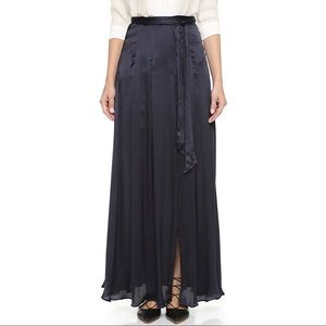 L'AGENCE Navy Oceane Silk Maxi Skirt NWT
